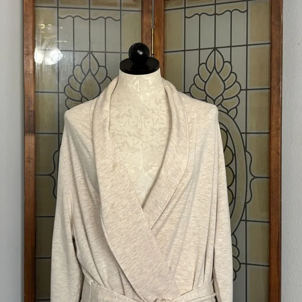 Soft Surroundings Belted Cozy Soft Midi Length Bath Robe Cream Color Size XL - Picture 6 of 15